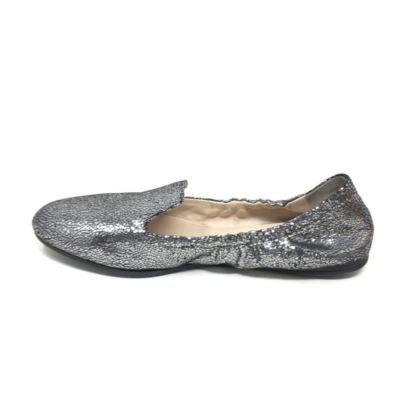 Women's Prada Slip On Loafers Flats Shoe Size 40 EU/10 US Silver Crackle Leather - Picture 2 of 10